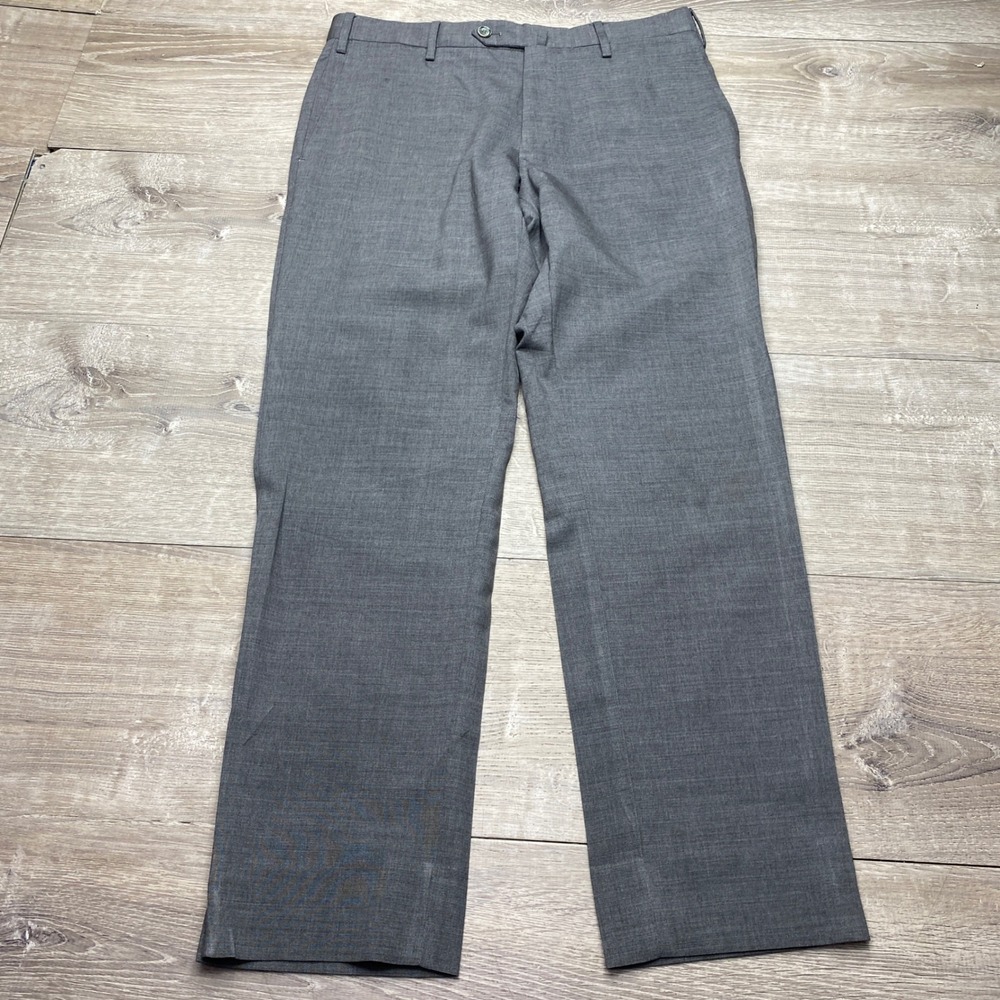 PT01 Pantaloni Torino Slim Fit Mens Grey Virgin‎ Wool Stretch Dress Pants 34x31